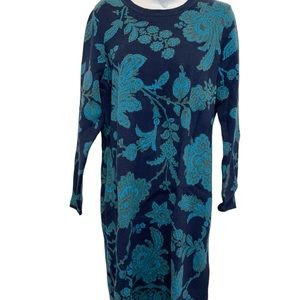 ISAAC MIZRAHI LIVE! Jacquard Long Sleeve Sweater Dress Paisley Floral Size 1X